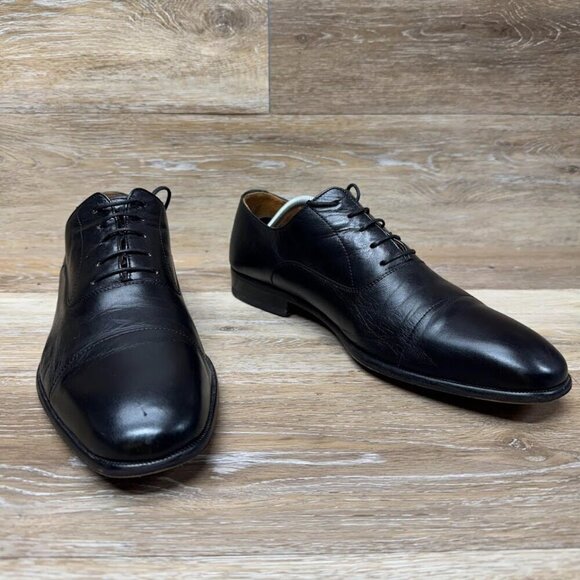Magnanni Toledo Black Leather Cap Toe Oxford Dress Shoe Men\'s Size EU 44.5 main image 4
